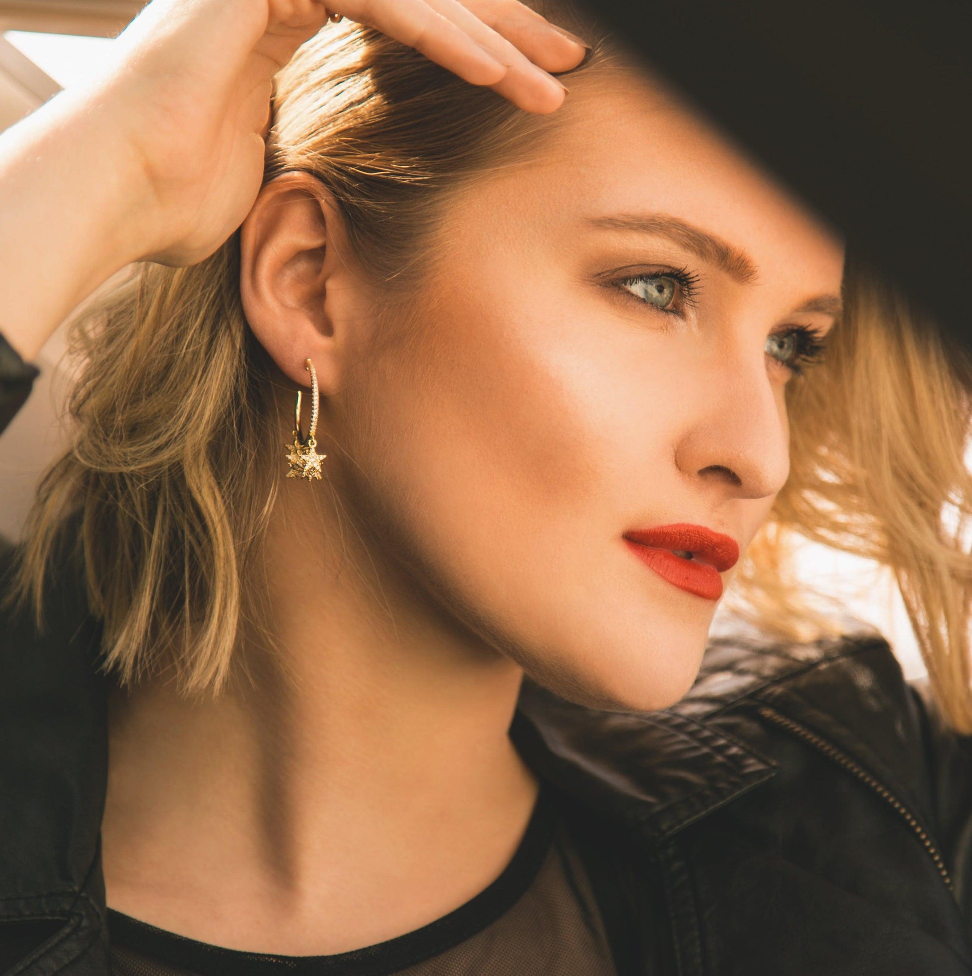 Lyra Star Hoop Earrings | 18K Gold Plated