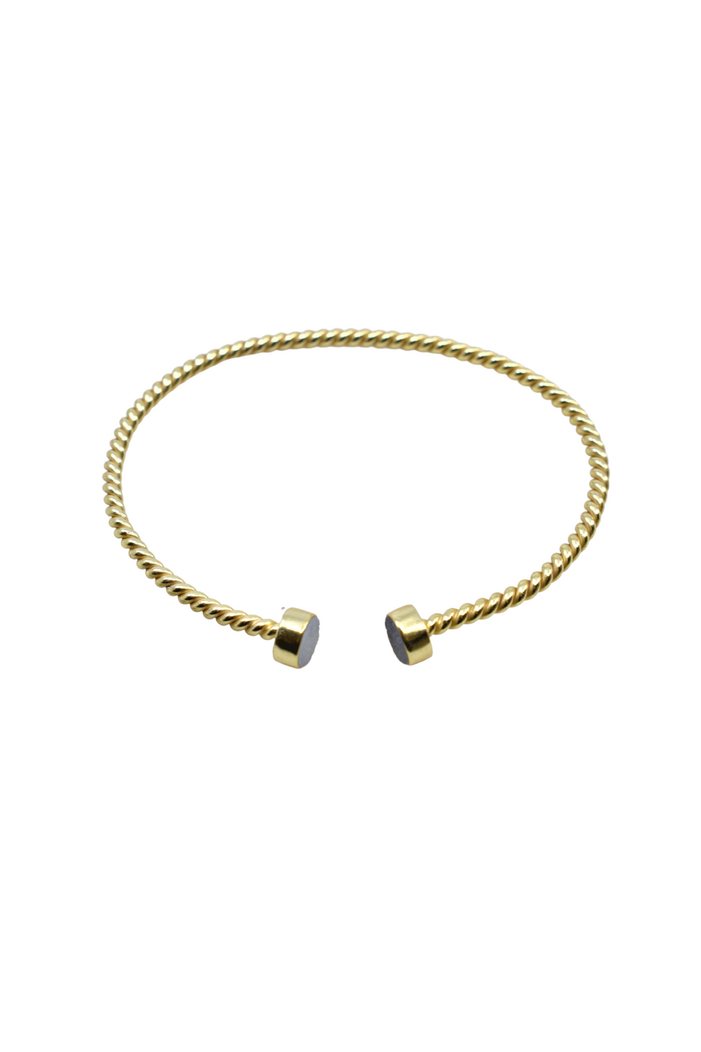 Twist Bangle Cuff with Grey Druzy