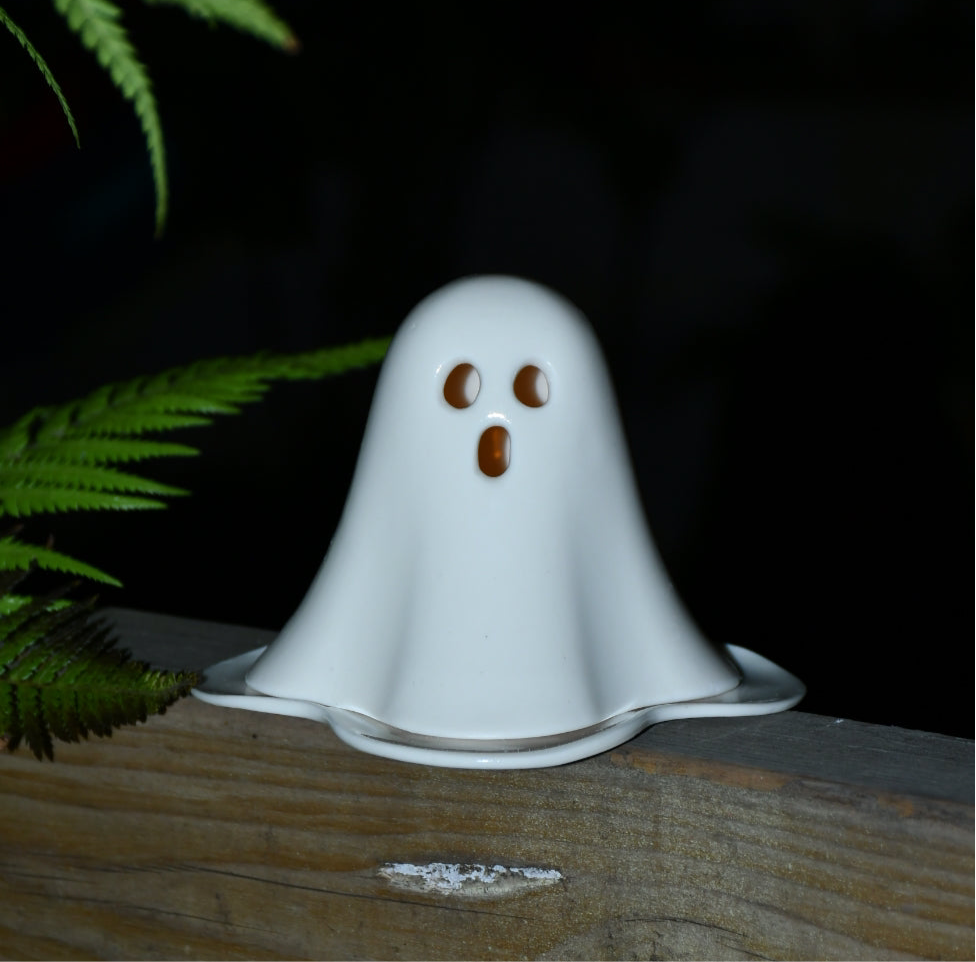 Ghost Tealight Holder (Unique tealight holder designed for halloween, translucent while lighting in the dark)