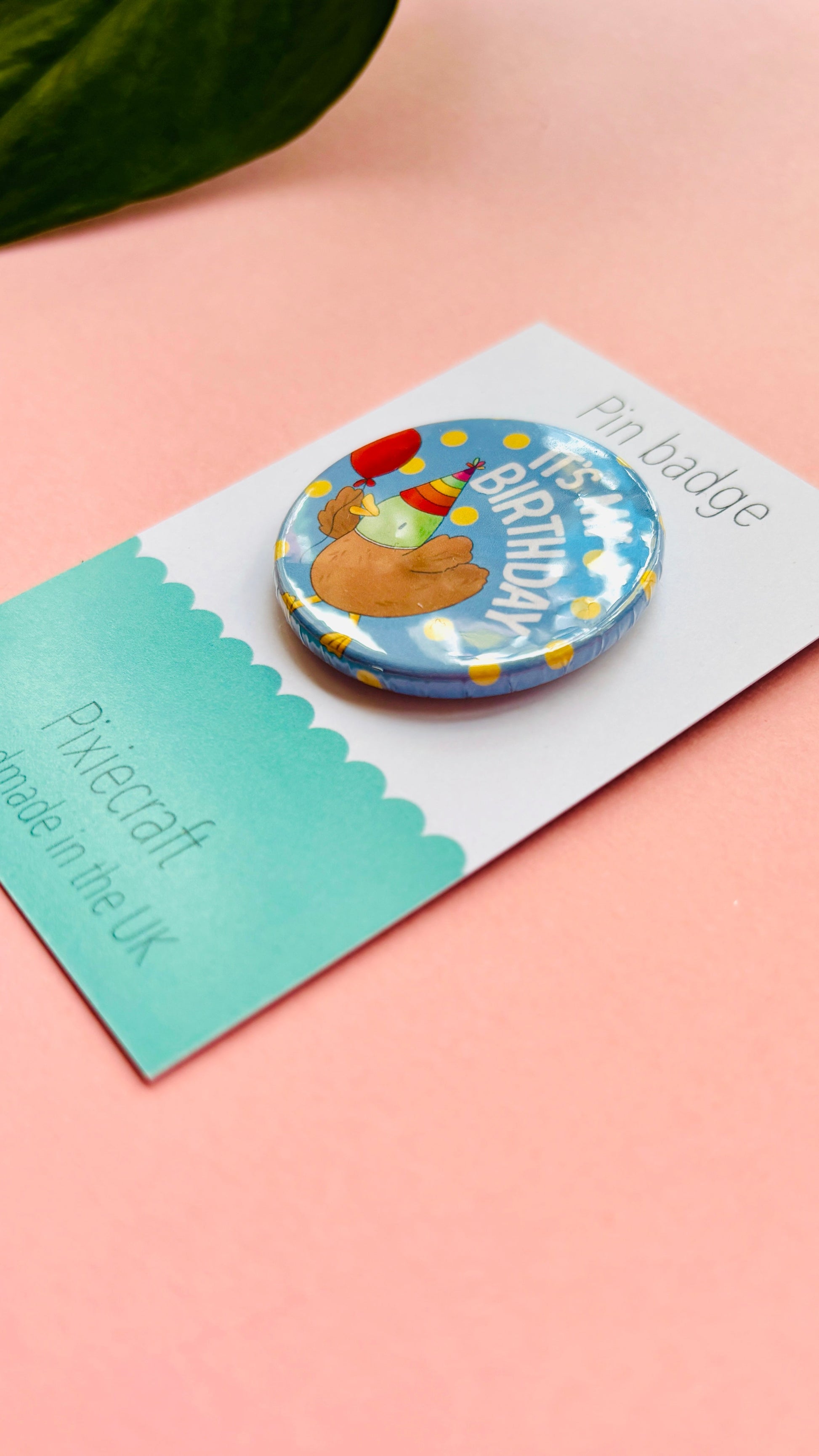 Cute Duck Birthday Badge- Handmade Birthday Pin