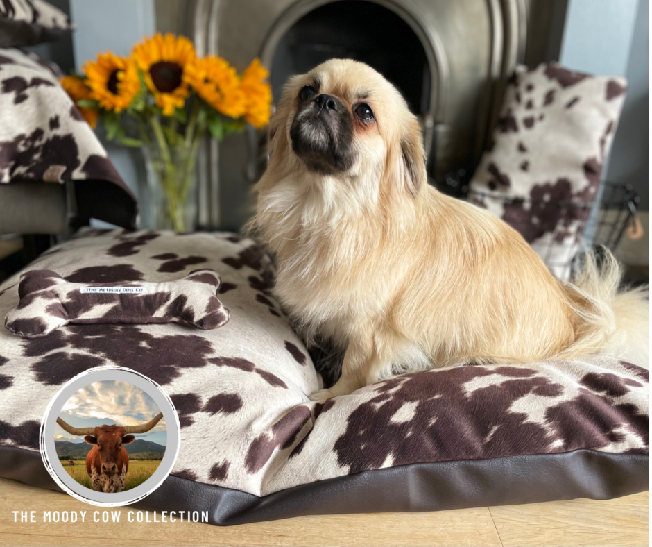 Luxury Faux Cow Hide Pet Bed with Removable Washable Cover