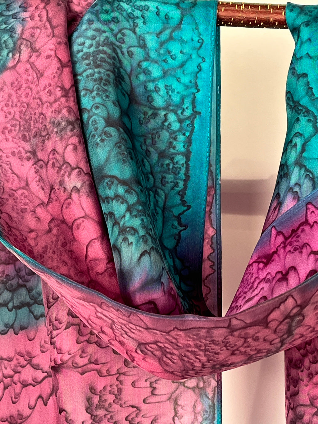"Purple and Teal Mermaid” - Hand-dyed Silk Scarf - $125