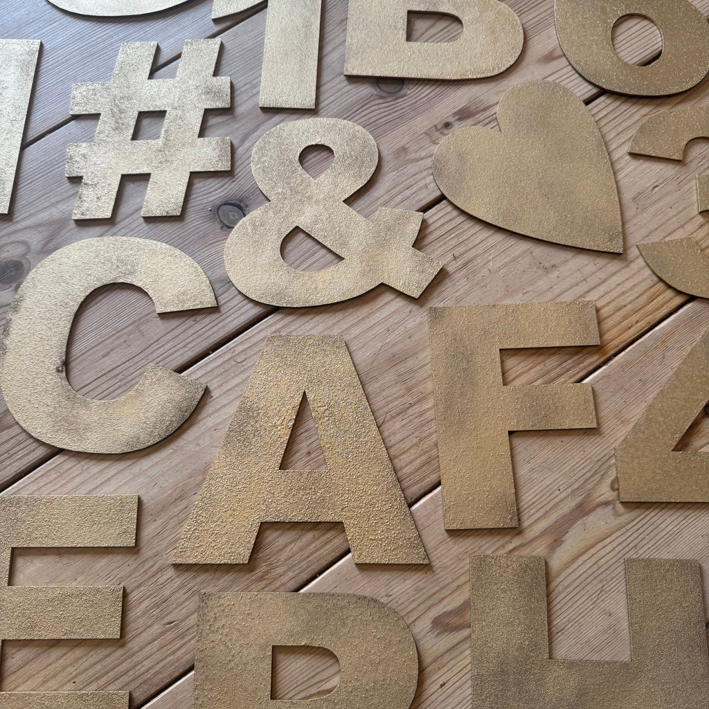 12" and 5" Gold Fat Font Metal Letters.