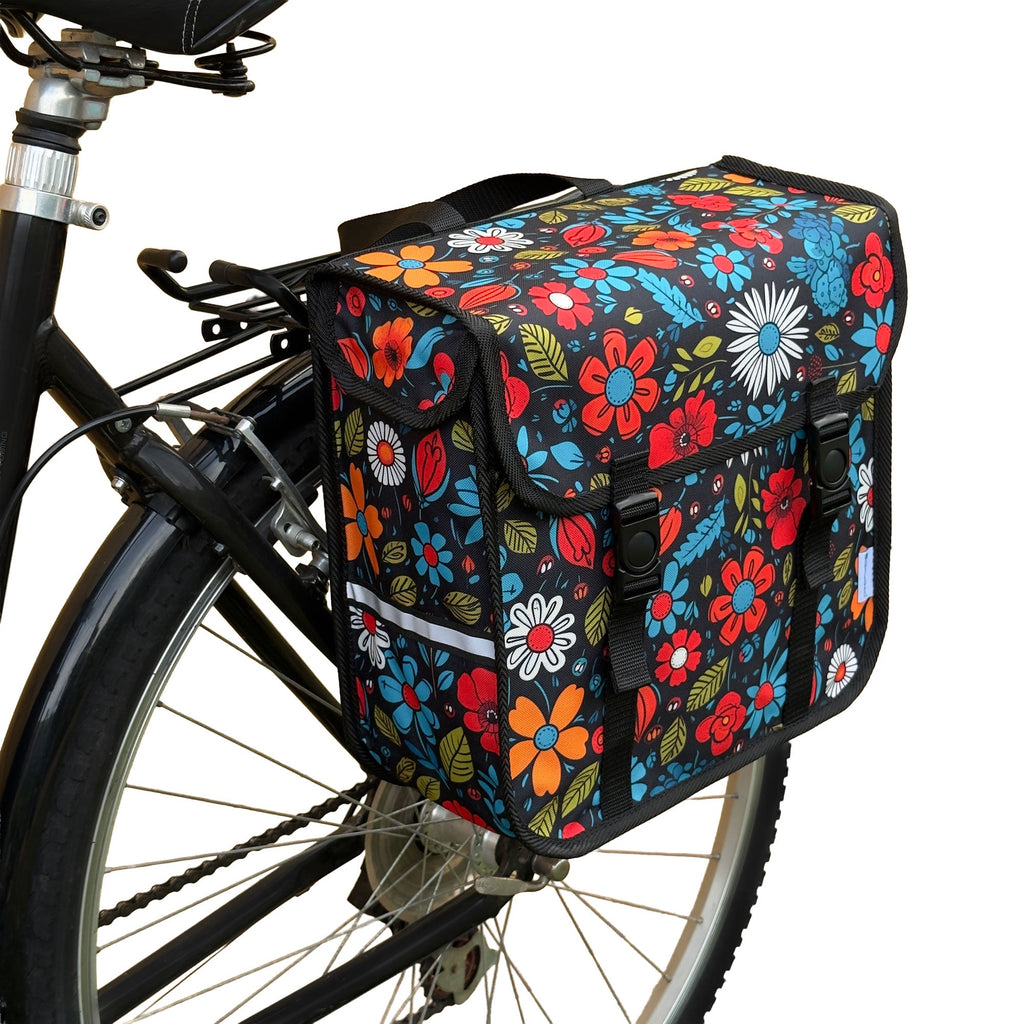 BikyBag Classic Single Pannier Bag for Bicycle Rear Carrier Rack (Floral Fiesta)