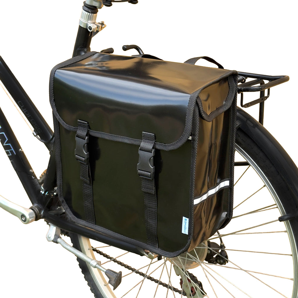BikyBag Classic Single Pannier Bag for Bicycle Rear Carrier Rack (Black)