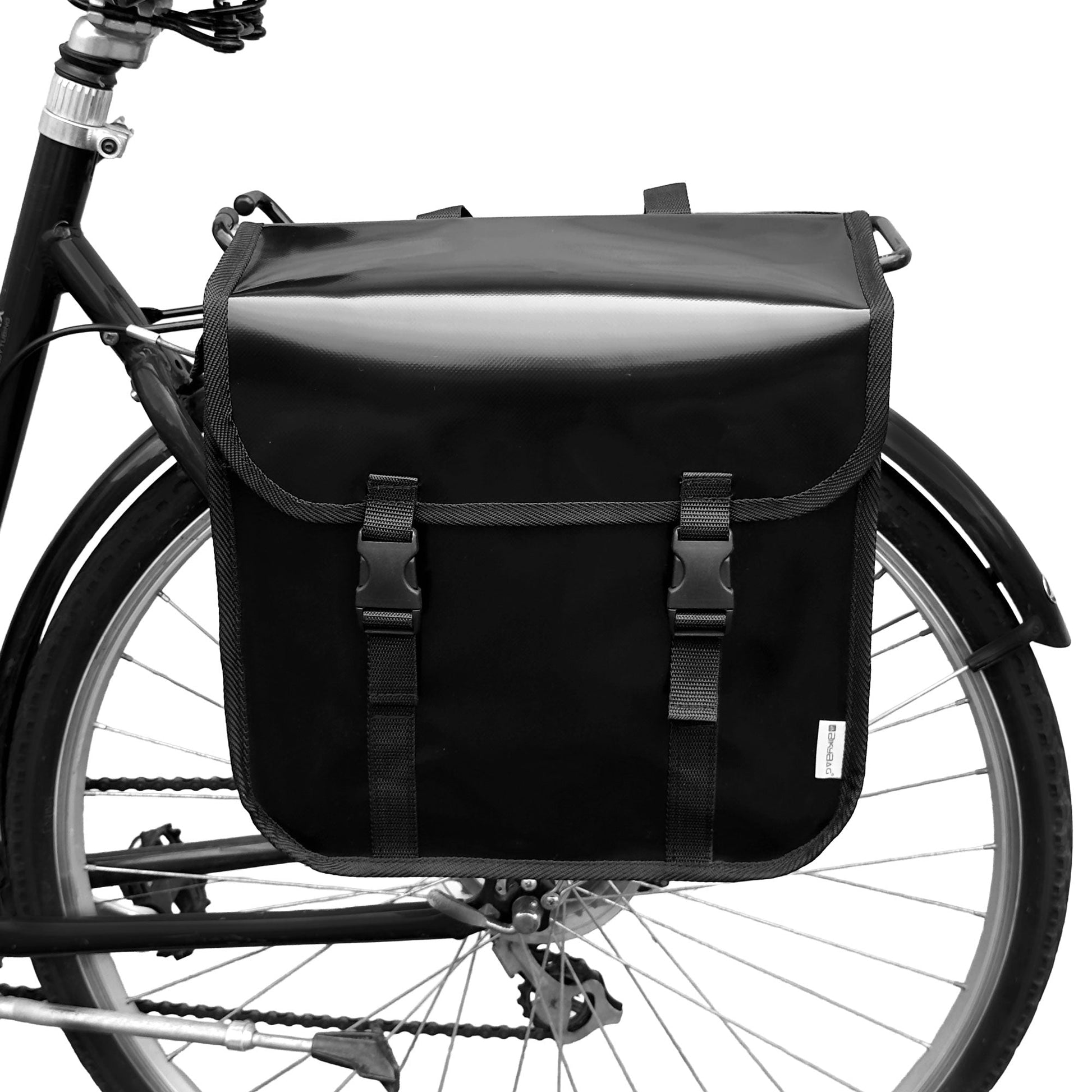 BikyBag Classic Single Pannier Bag for Bicycle Rear Carrier Rack (Black)