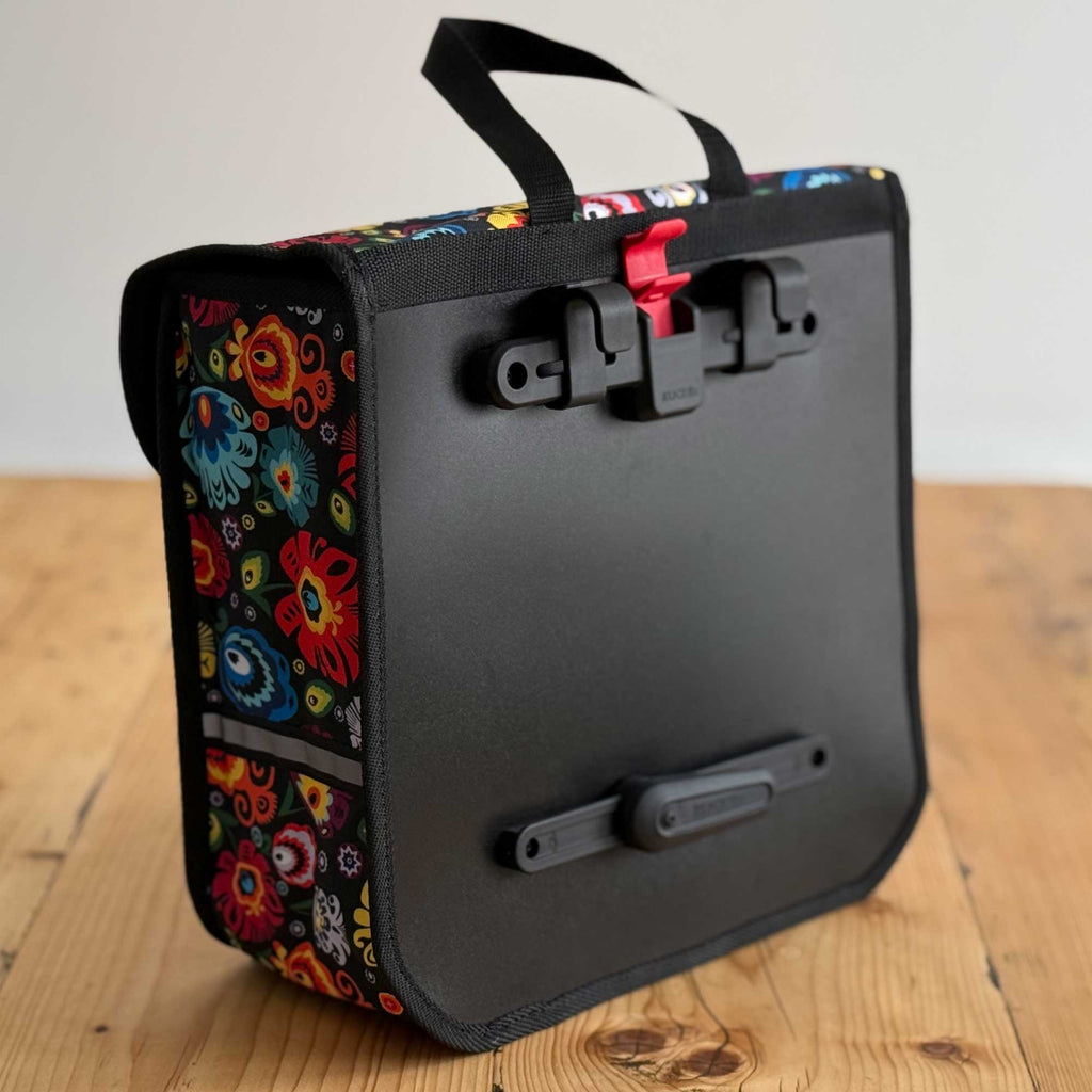 BikyBag Classic Single Pannier Bag for Bicycle Rear Carrier Rack (Folk Flowers)