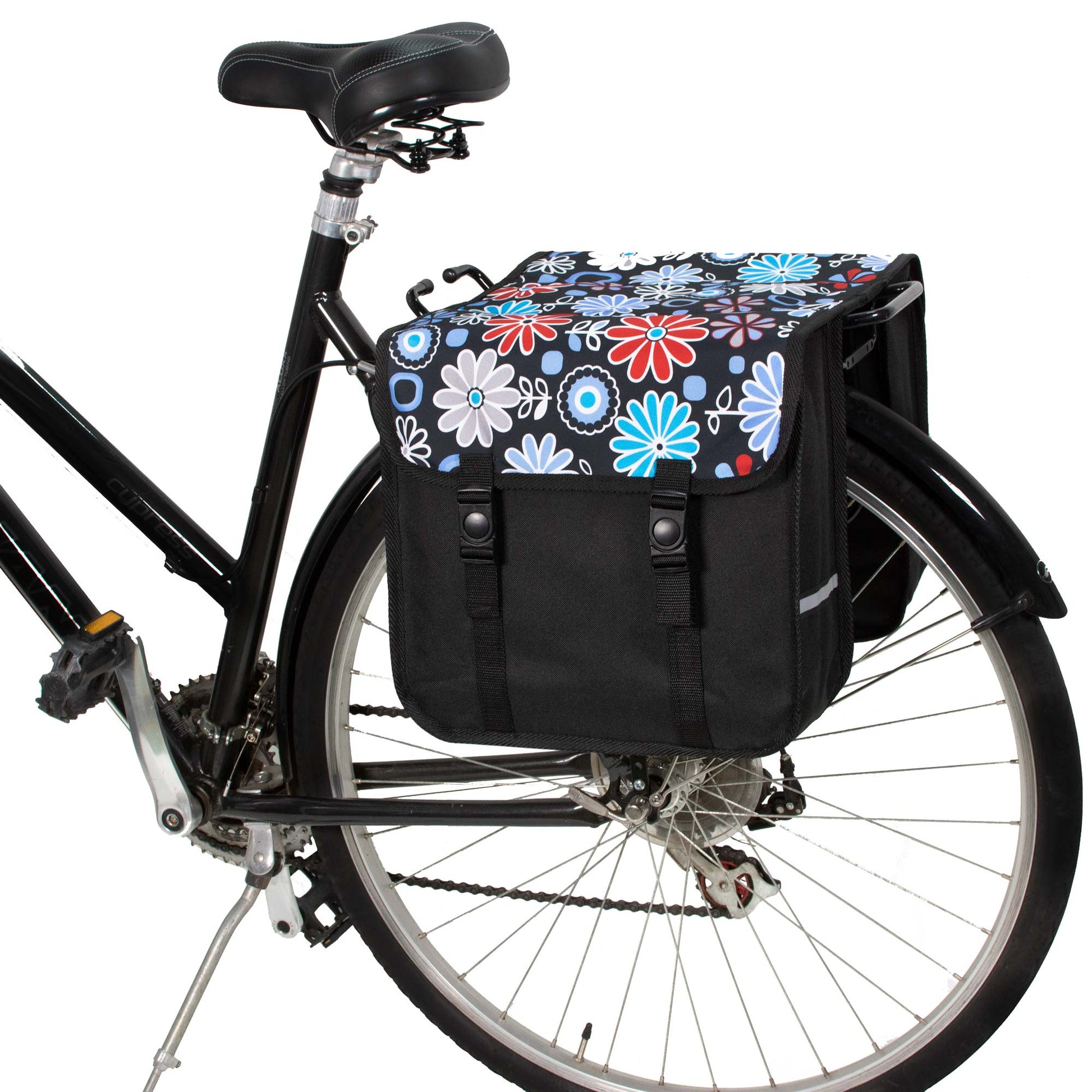 BikyBag Classic - Bicycle Double Pannier Bag (Daisy Flowers)