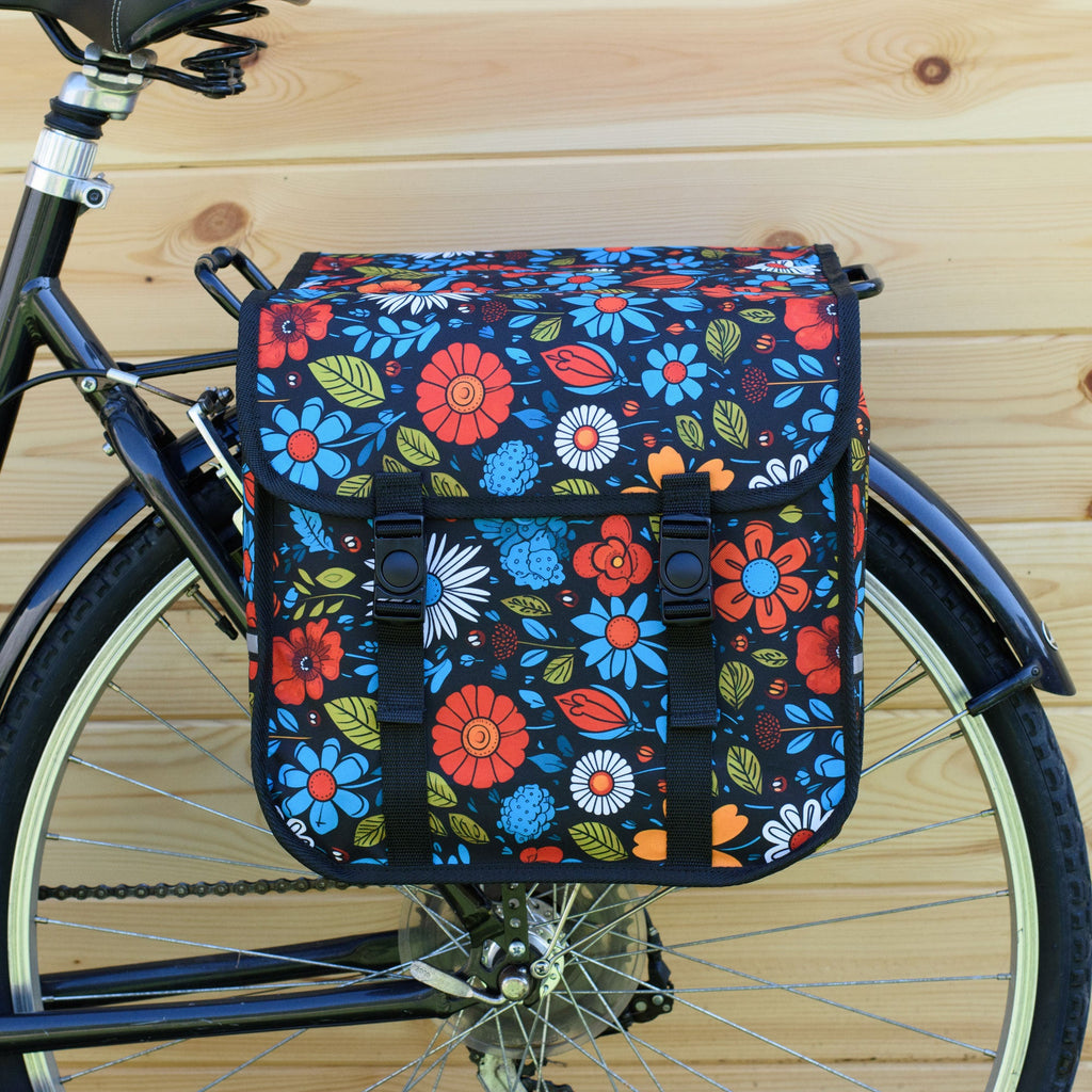 BikyBag Classic CE - Bicycle Double Pannier Bag (Floral Fiesta)