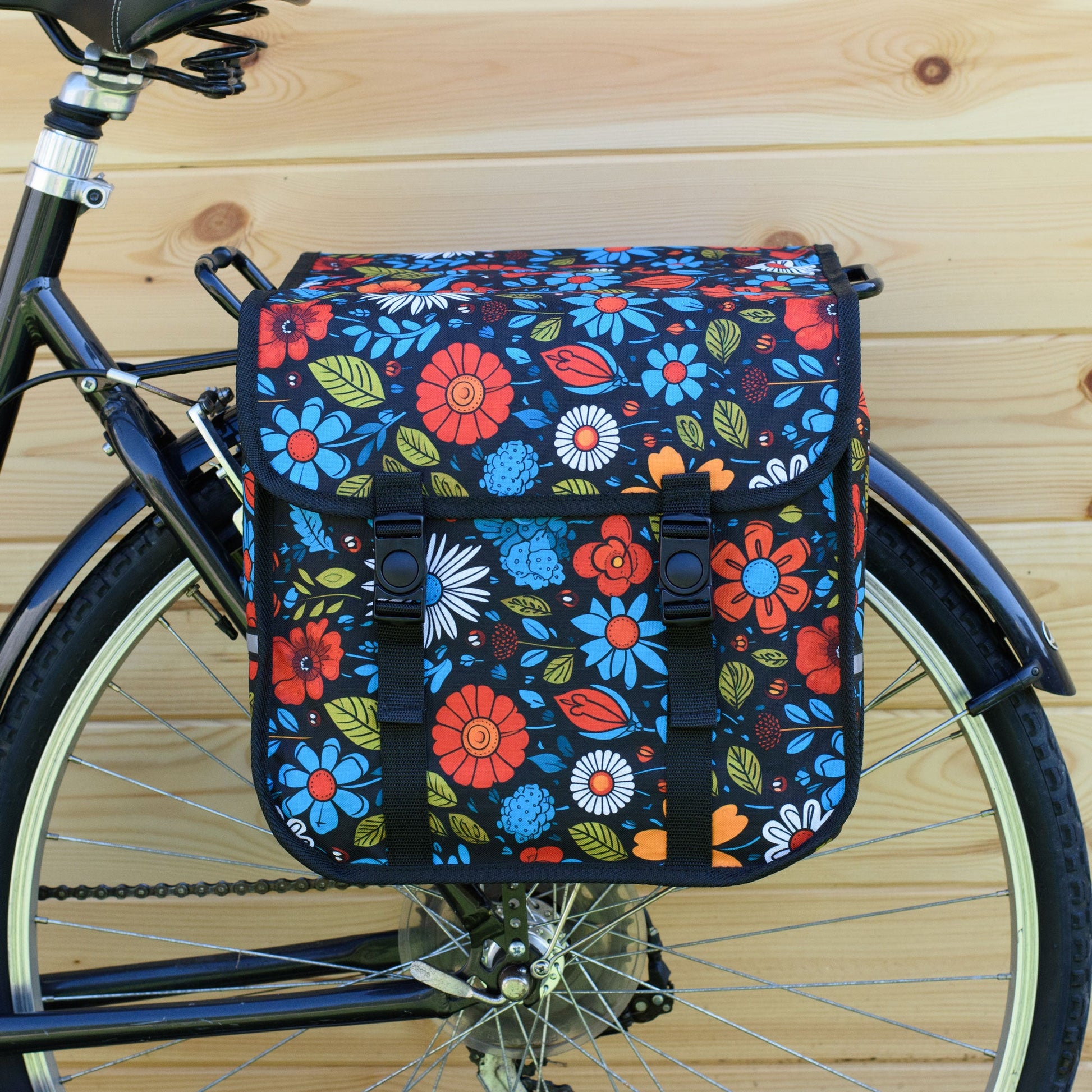 BikyBag Classic CE - Bicycle Double Pannier Bag (Floral Fiesta)