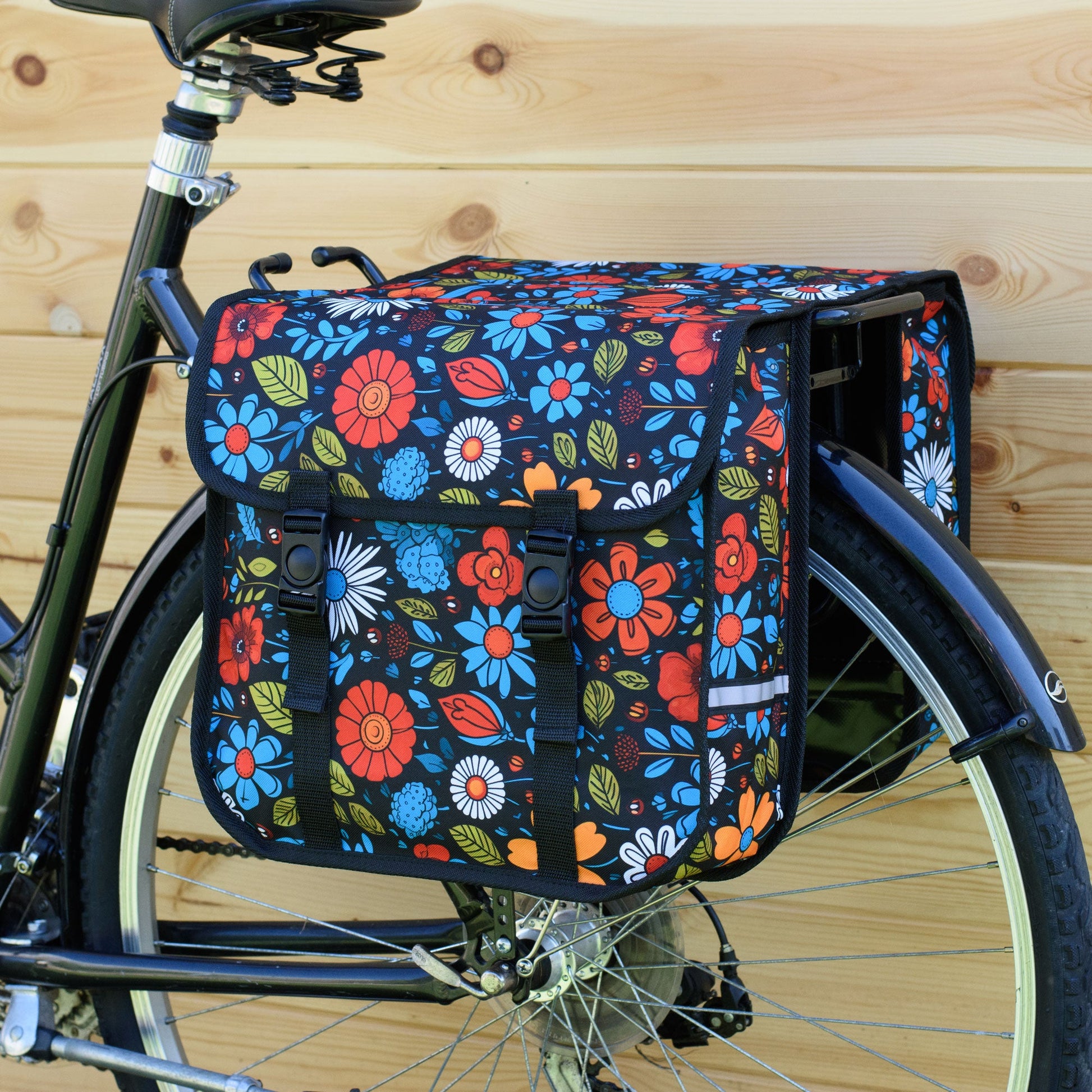 BikyBag Classic CE - Bicycle Double Pannier Bag (Floral Fiesta)