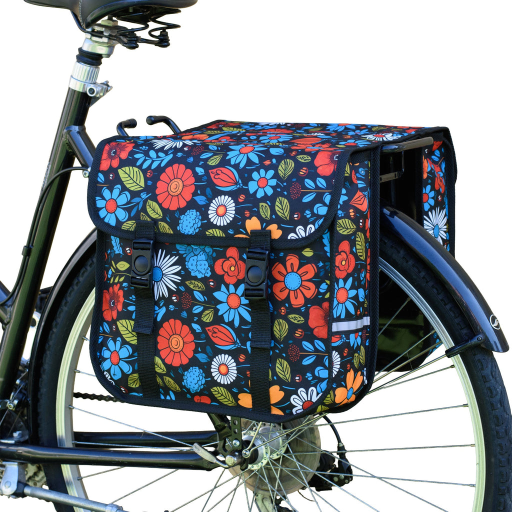 BikyBag Classic CE - Bicycle Double Pannier Bag (Floral Fiesta)