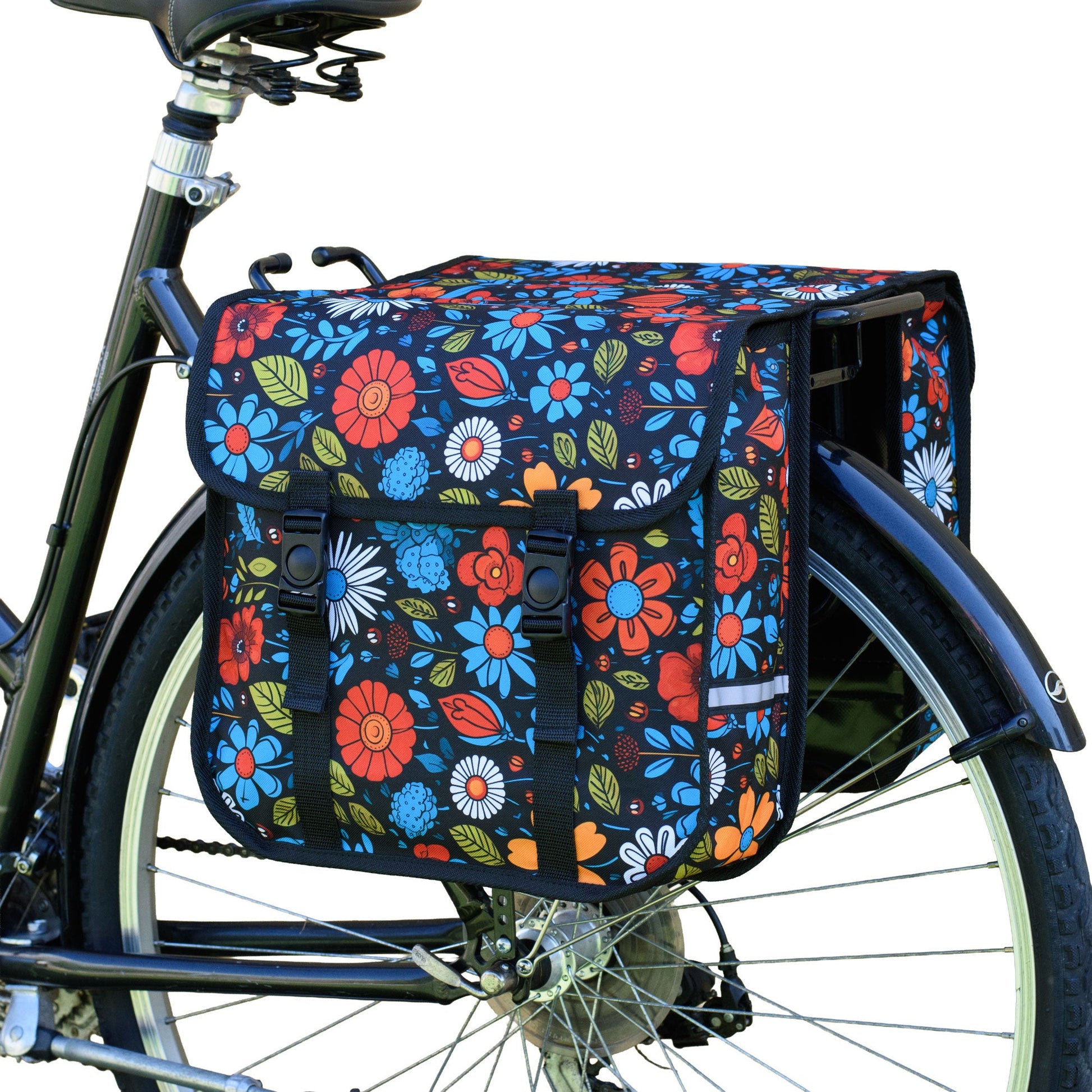 BikyBag Classic CE - Bicycle Double Pannier Bag (Floral Fiesta)