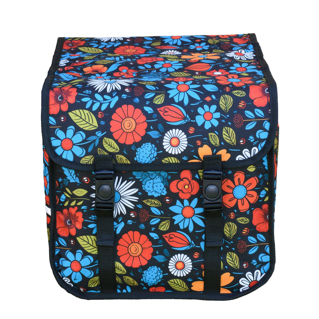 BikyBag Classic CE - Bicycle Double Pannier Bag (Floral Fiesta)