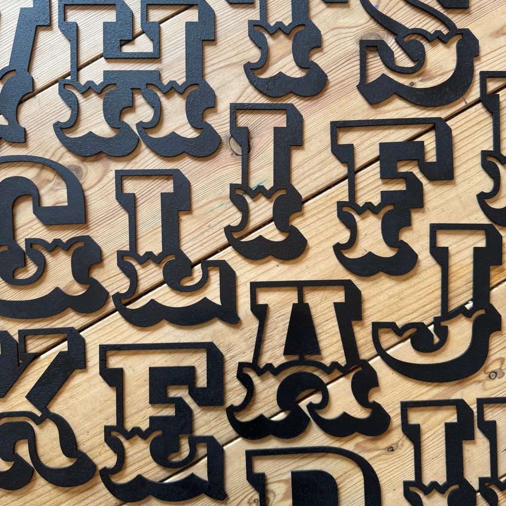 A-Z Rustic 5" or 12" Black Metal Carnival Letters.