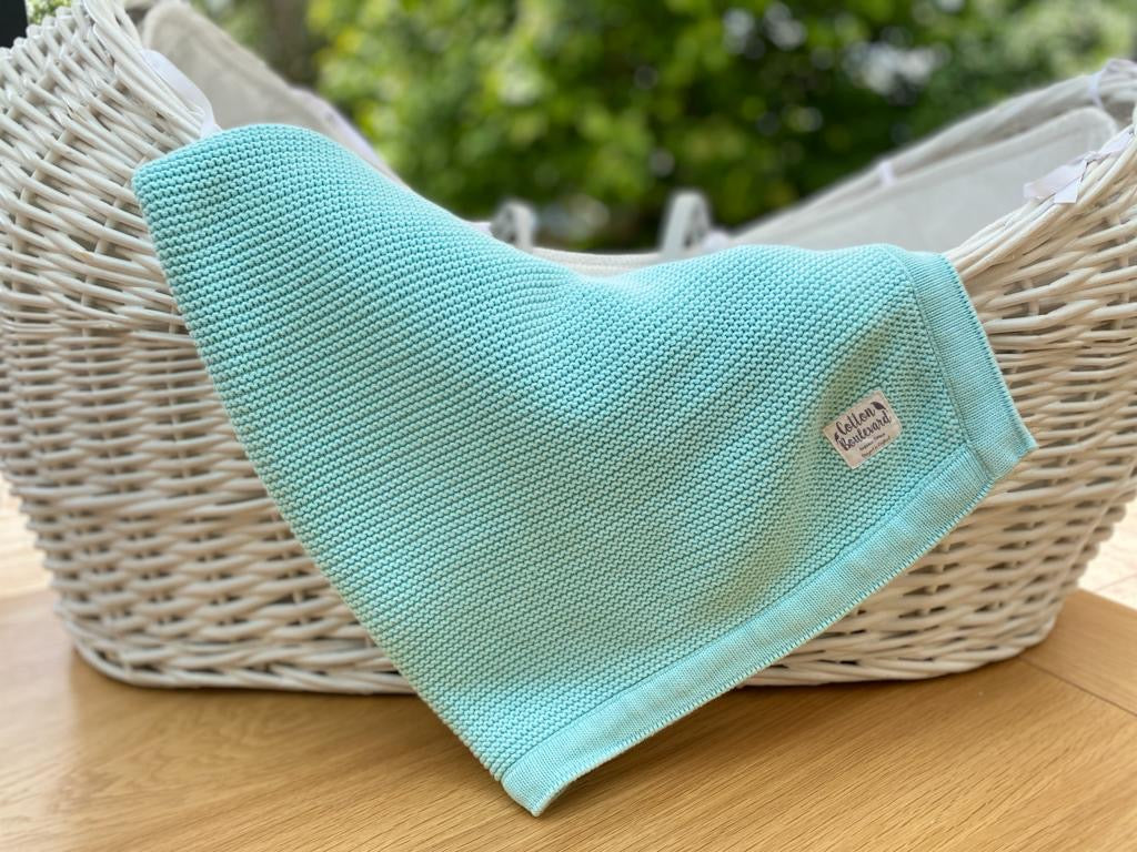 Aqua Organic Cotton Knitted Blanket – 100 X 80cm