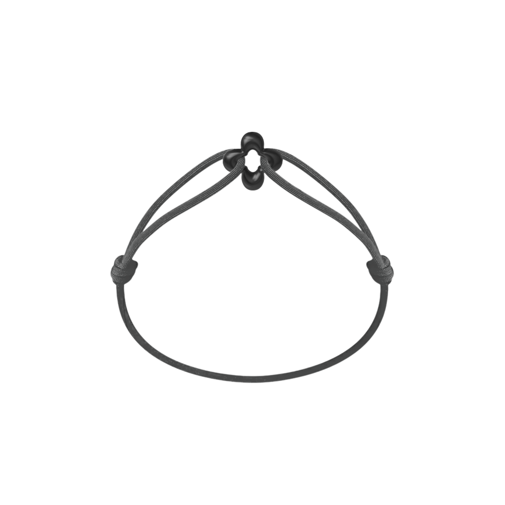 Mini Black Clover Onyx Cord Bracelet