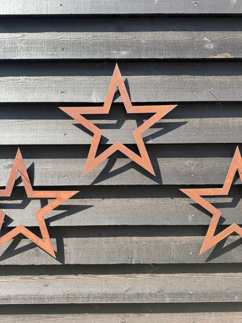 Set of 3 Rusty Metal Stars, Decorations For The Home And Garden.