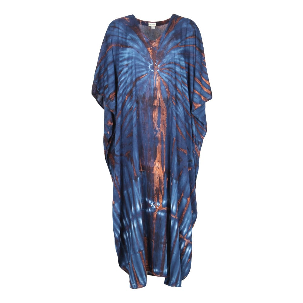 Tie Dye Kaftan Dress in Navy and Mint