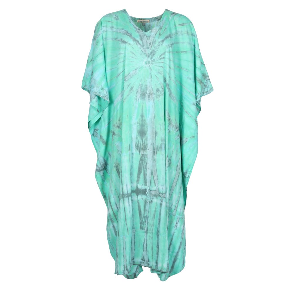 Tie Dye Kaftan Dress in Navy and Mint