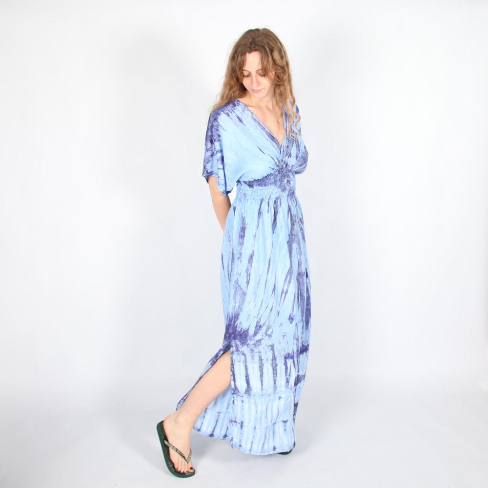 Tie Dye Summer Maxi Dress with Crossover Top