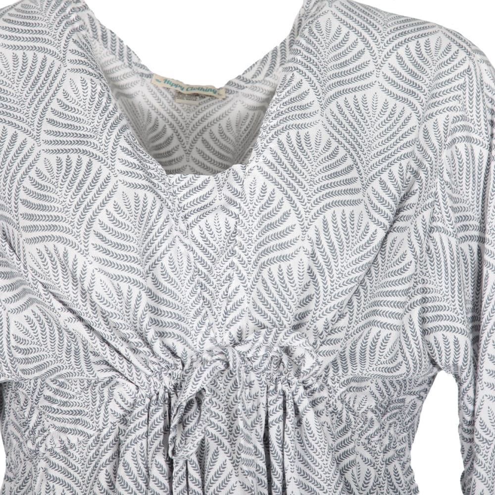 Leaf Print Kurta Dress in Black or Grey