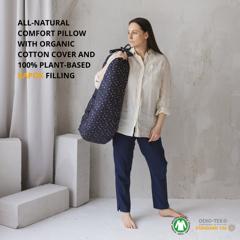 C Shape Nursing and Pregnancy Pillow with Organic Navy Cover