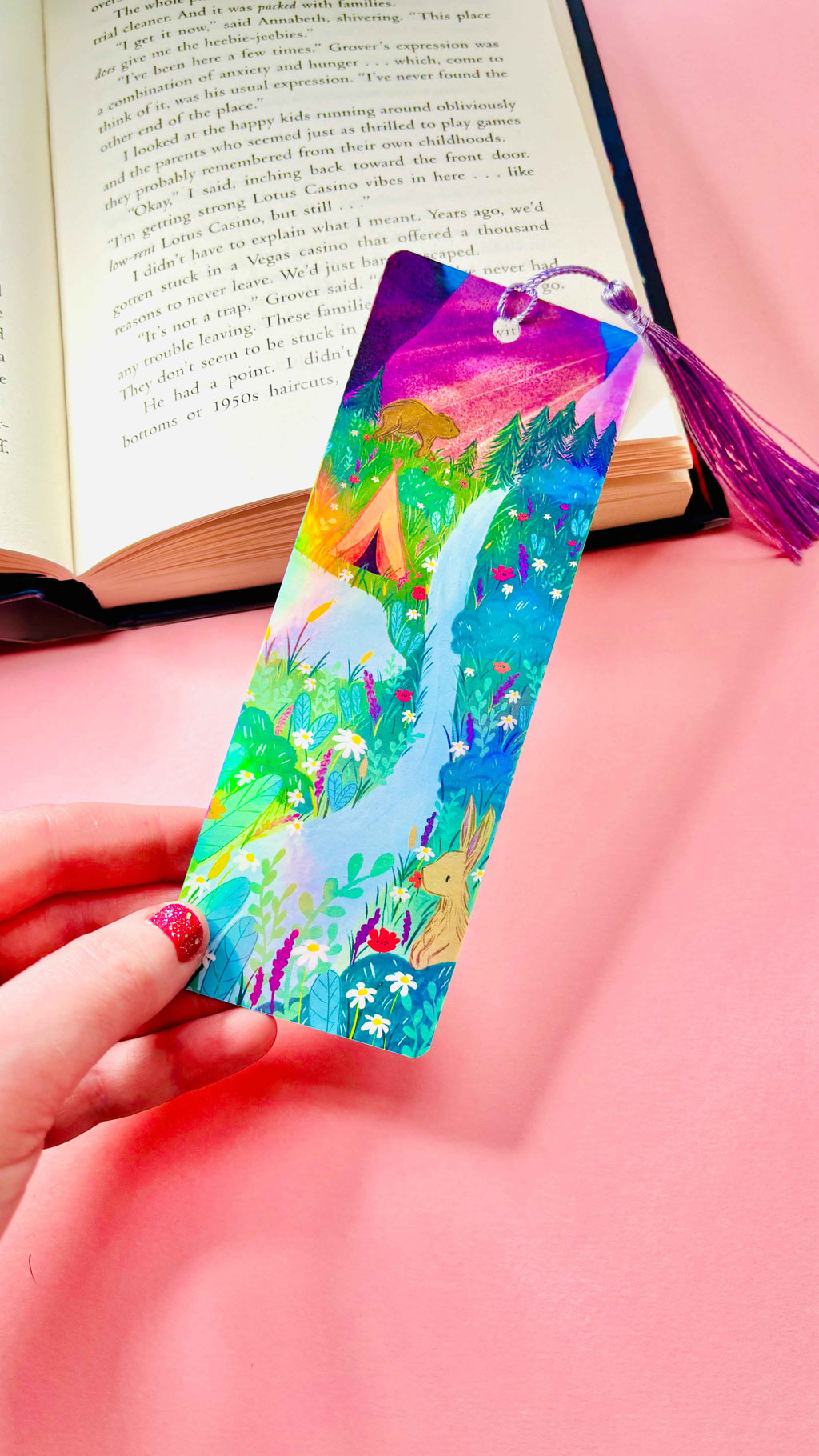 Wild Camping Forest Holographic Bookmark
