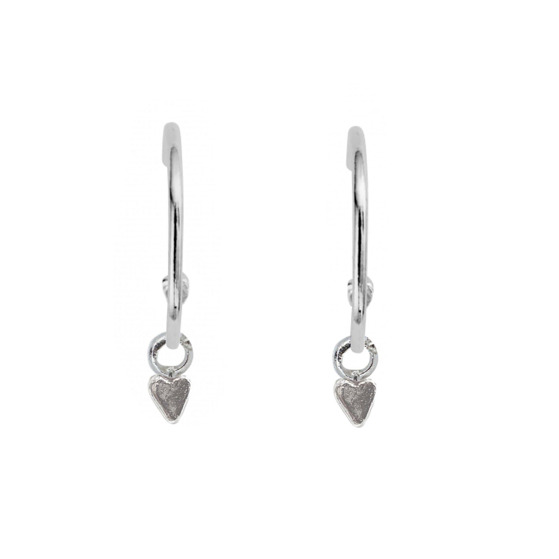 Baby Heart Hoops in Sterling Silver