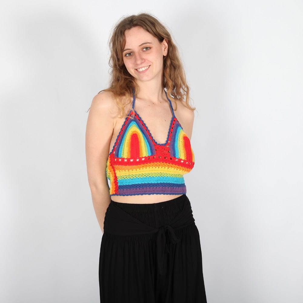 Rainbow Crochet Halter Top
