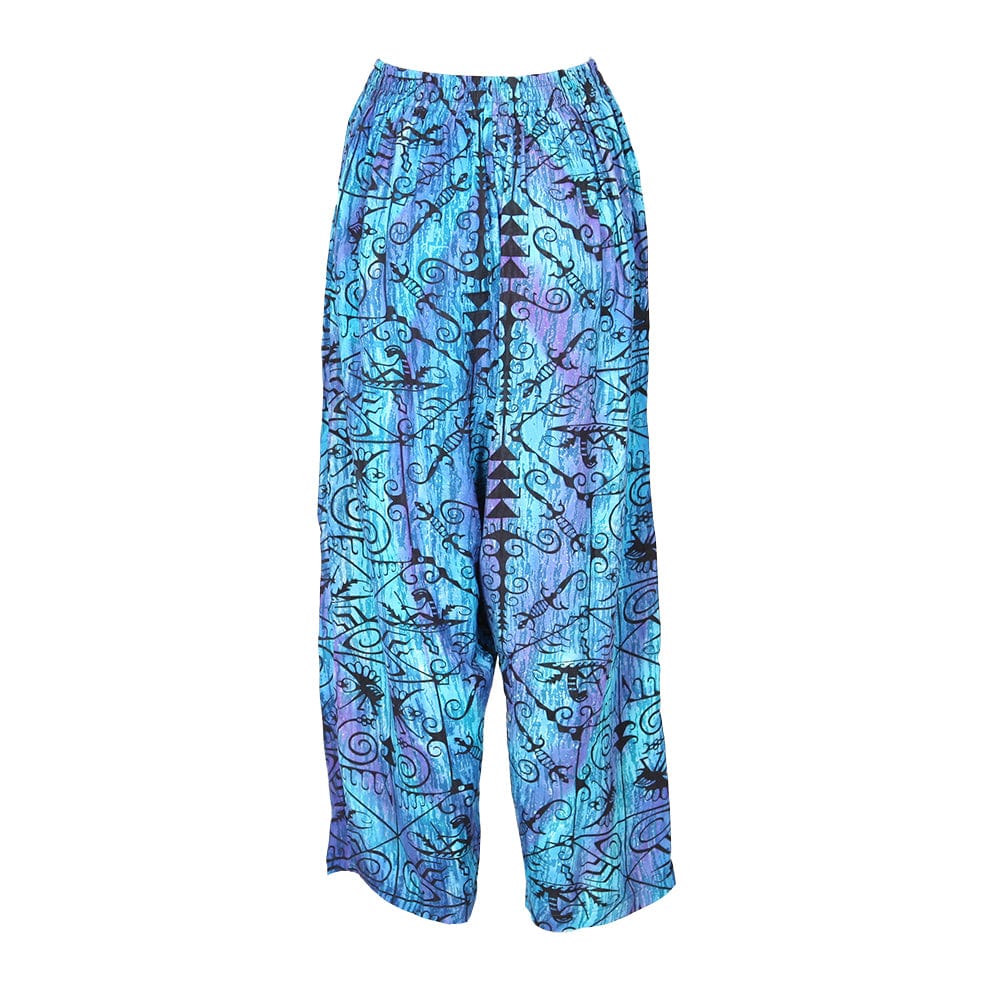Abstract Lizard Print Trousers in Blue and Purple