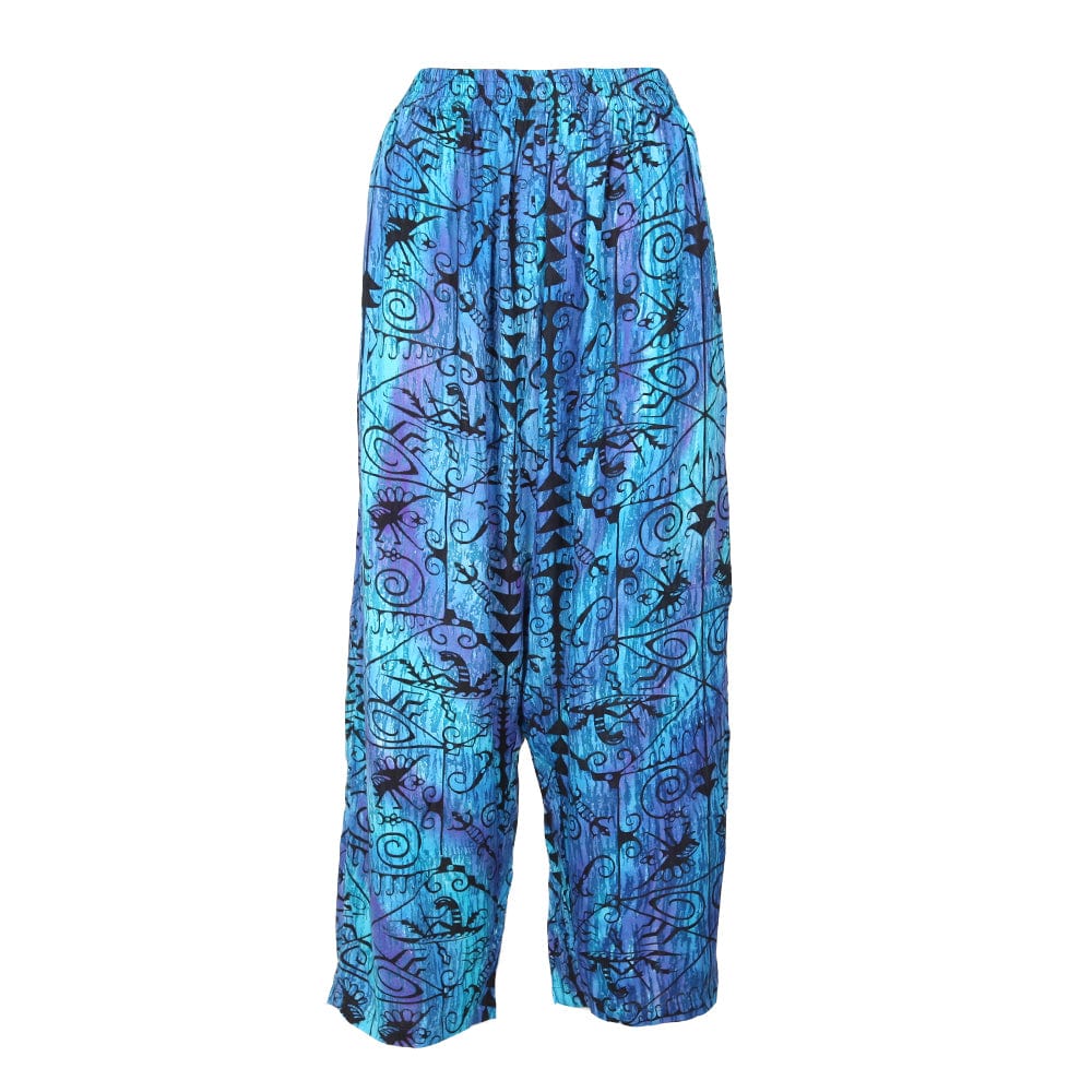 Abstract Lizard Print Trousers in Blue and Purple