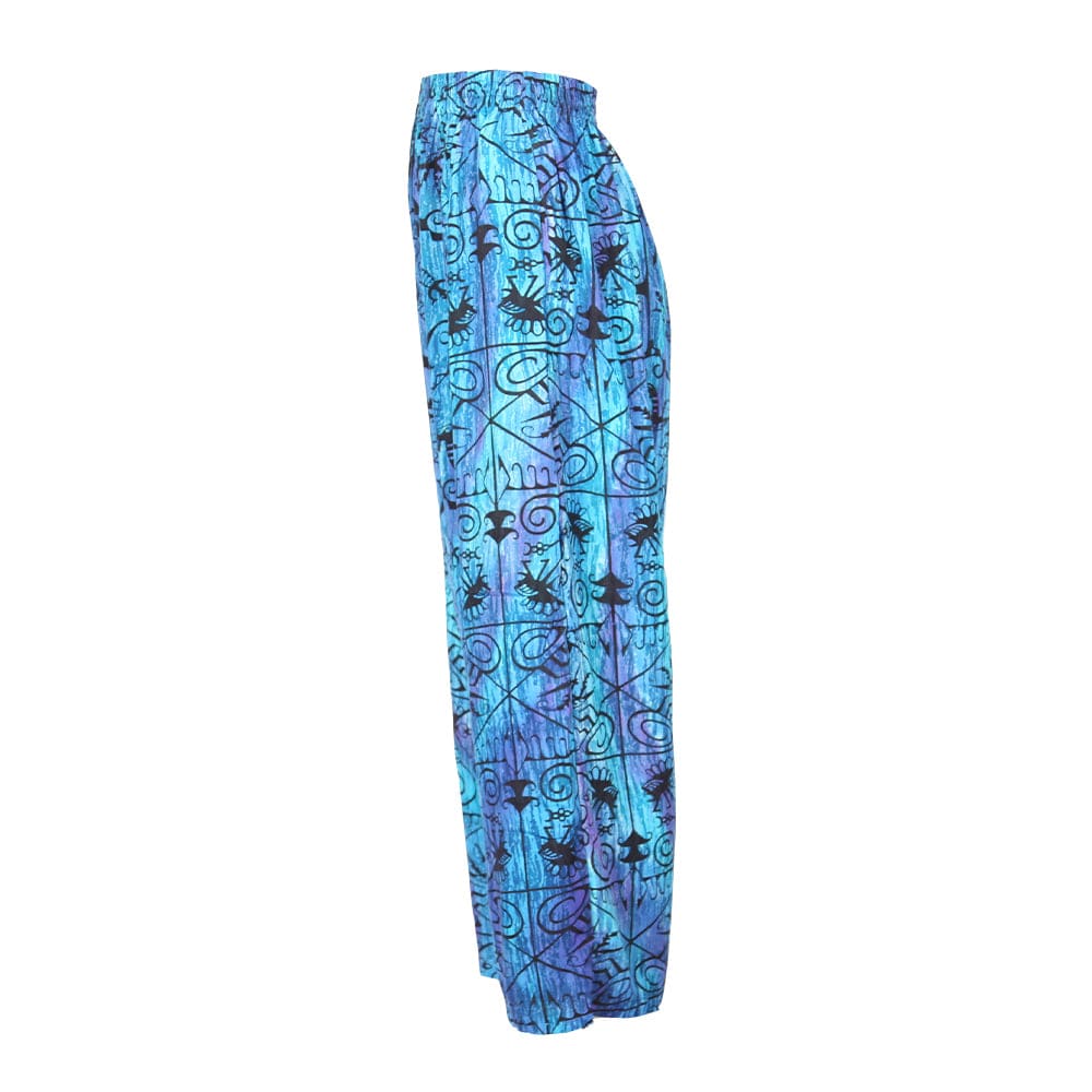 Abstract Lizard Print Trousers in Blue and Purple