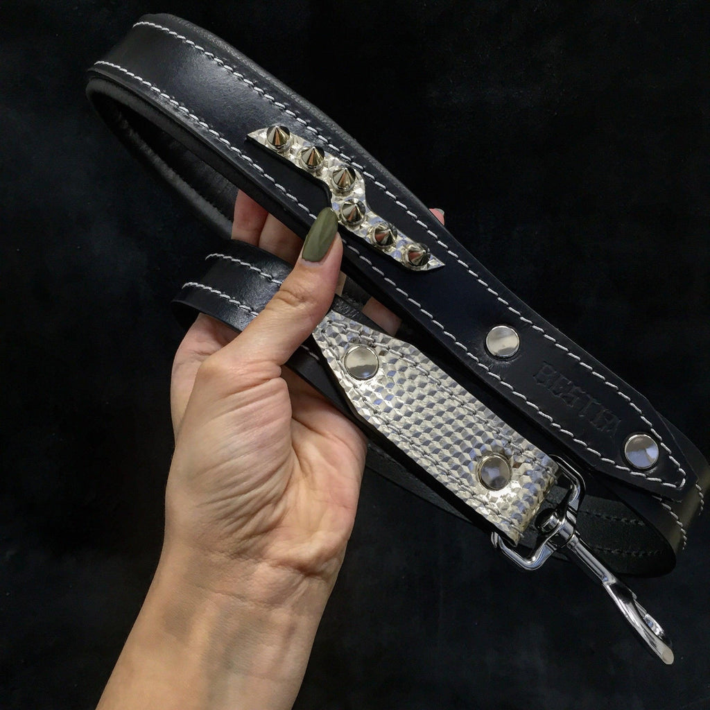Platinum Leather Dog Leash