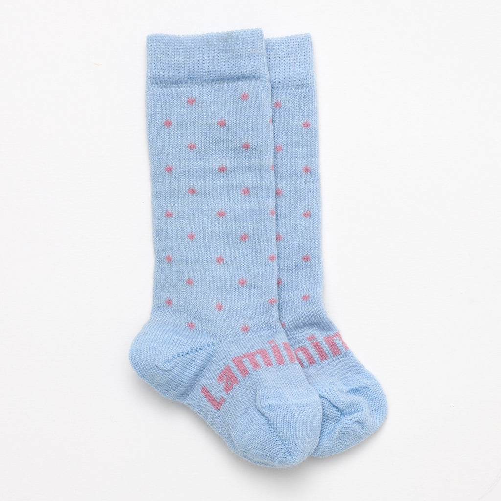 Harriet Knee High Socks Light Blue Lilac Merino Wool Baby