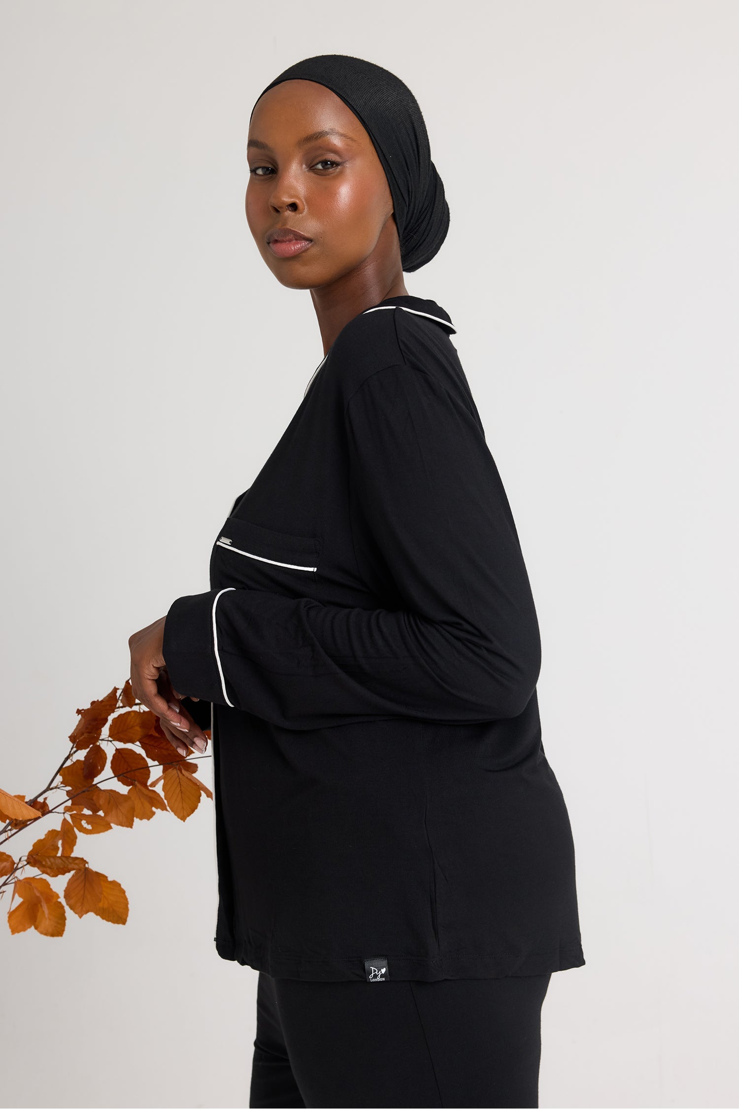 Bamboo Long Pyjama Set in Black