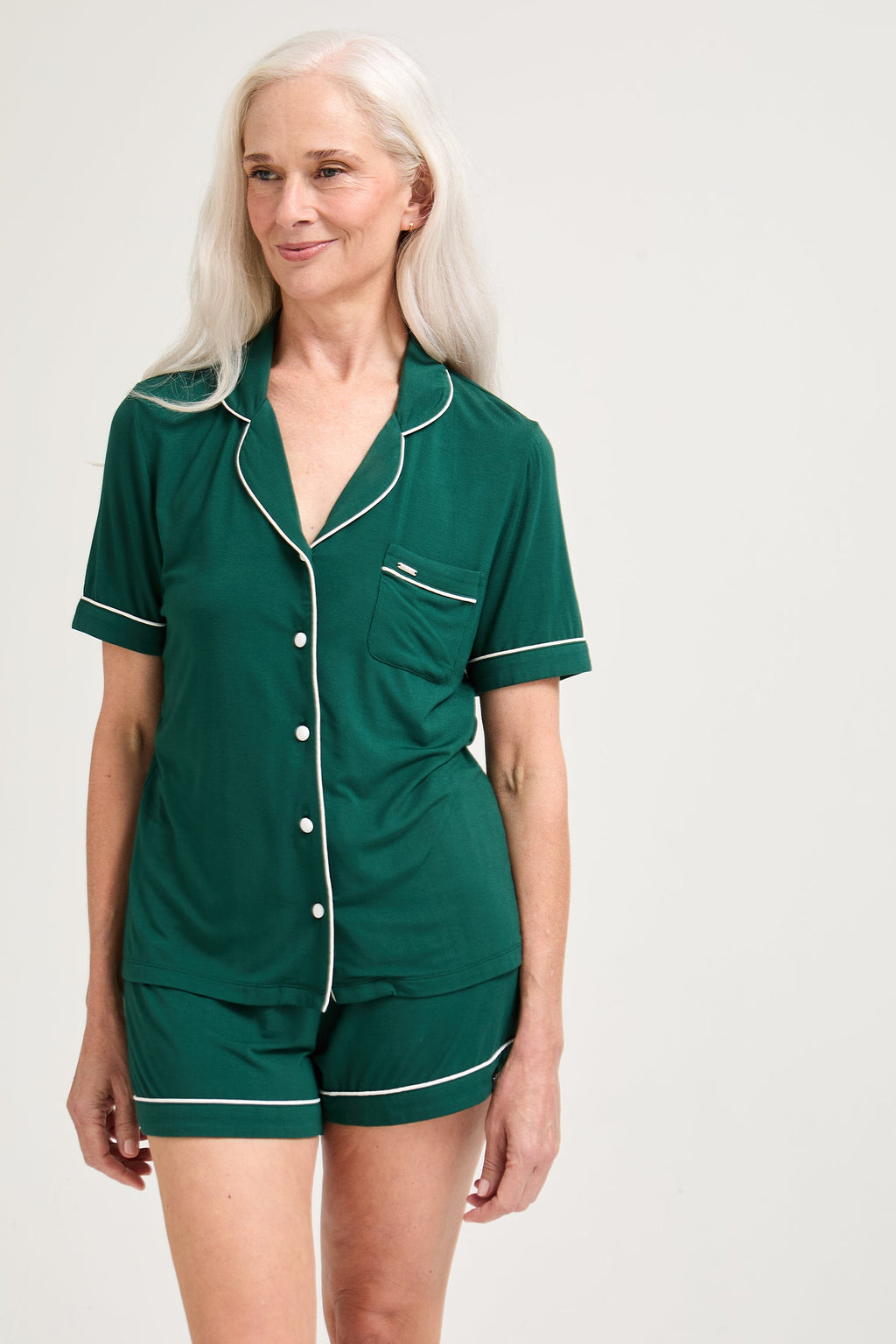 Bamboo Shirt Short Set in Green