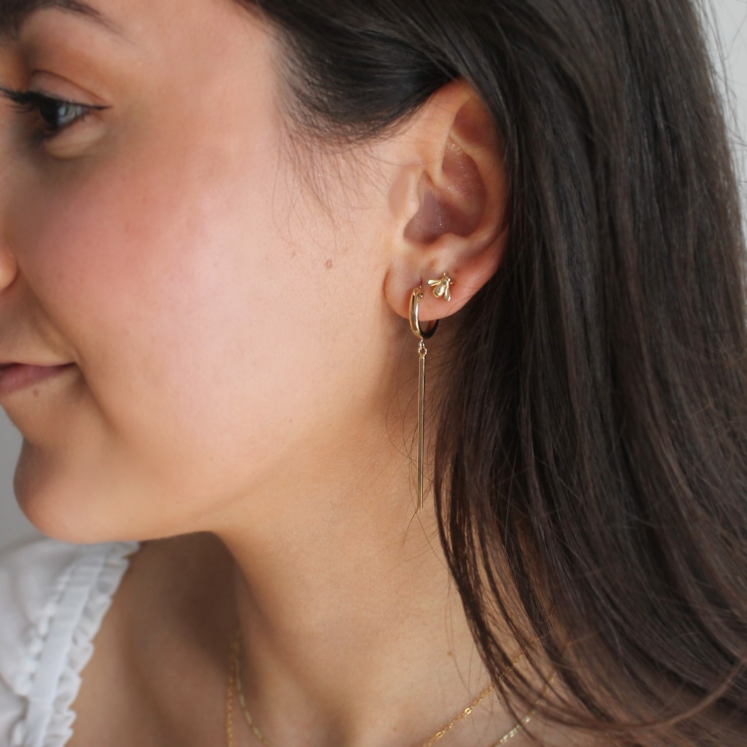 Drop Bar Earrings in Gold and Silver