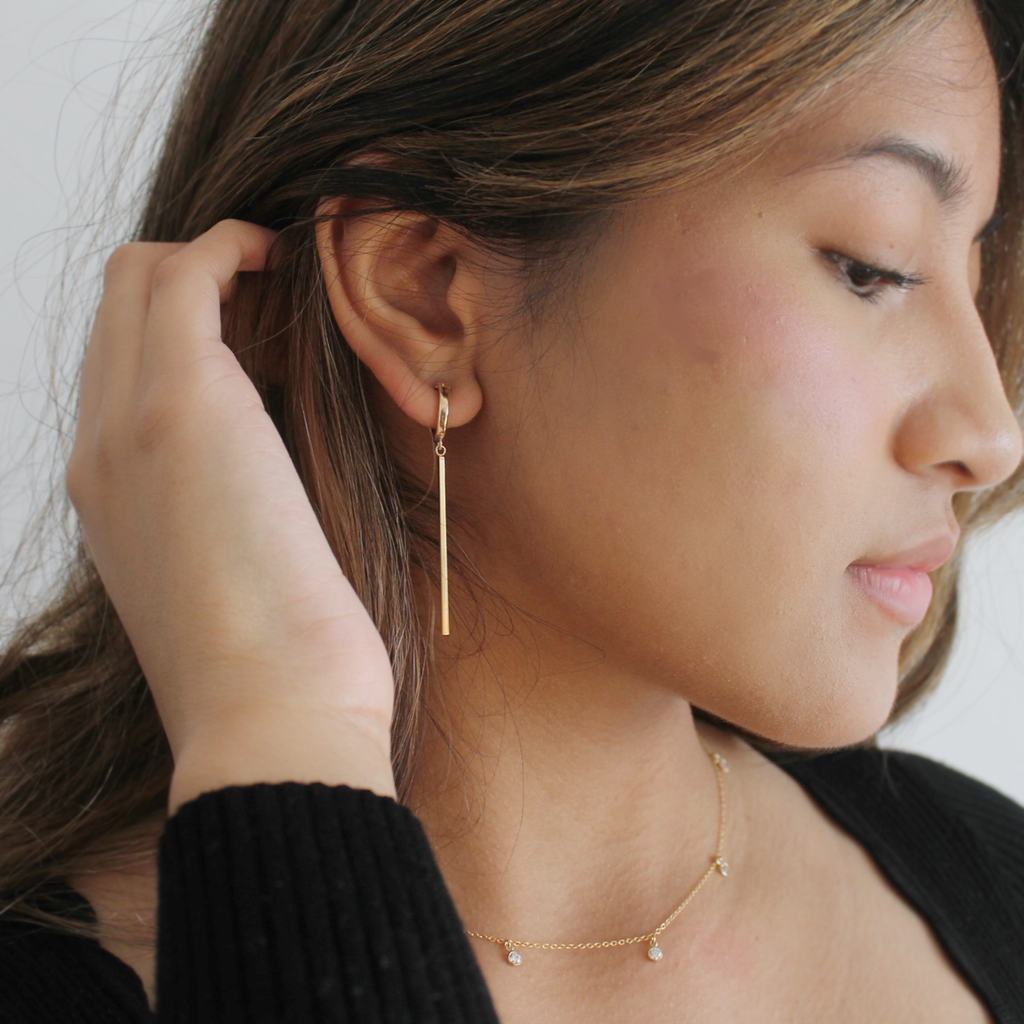 Drop Bar Earrings in Gold and Silver
