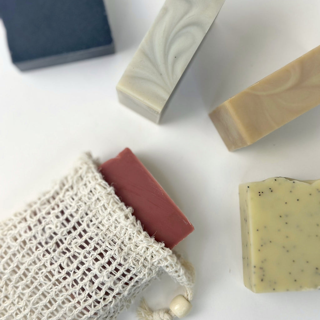 Natural Bar Soap Flight Gift Set with Sisal Soap Saver