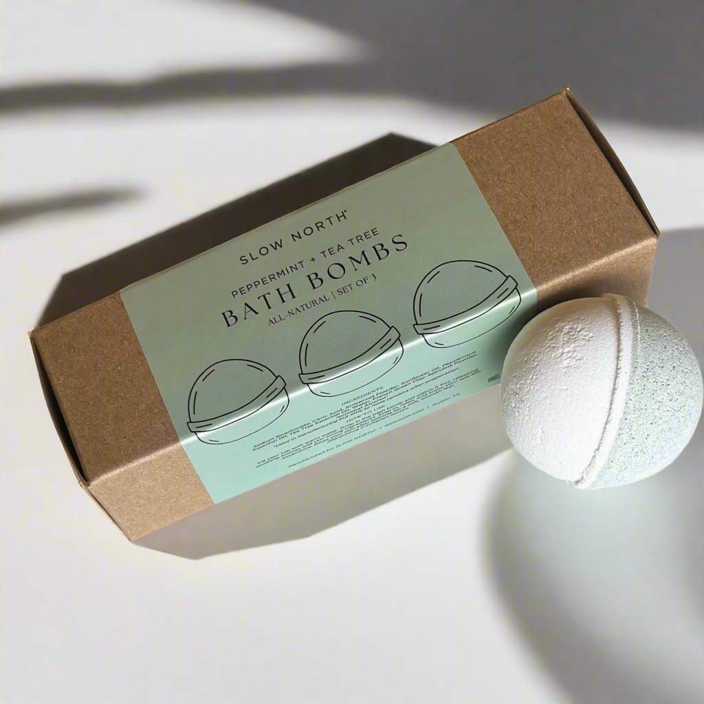 Natural Bath Bomb Set Peppermint and Tea Tree, Pack of 3