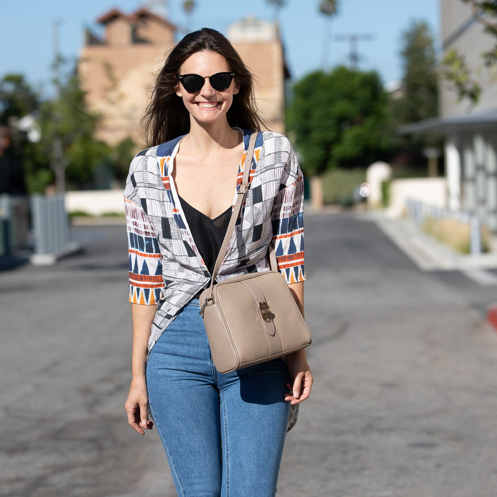 Beige Leather Crossbody Bag Medium