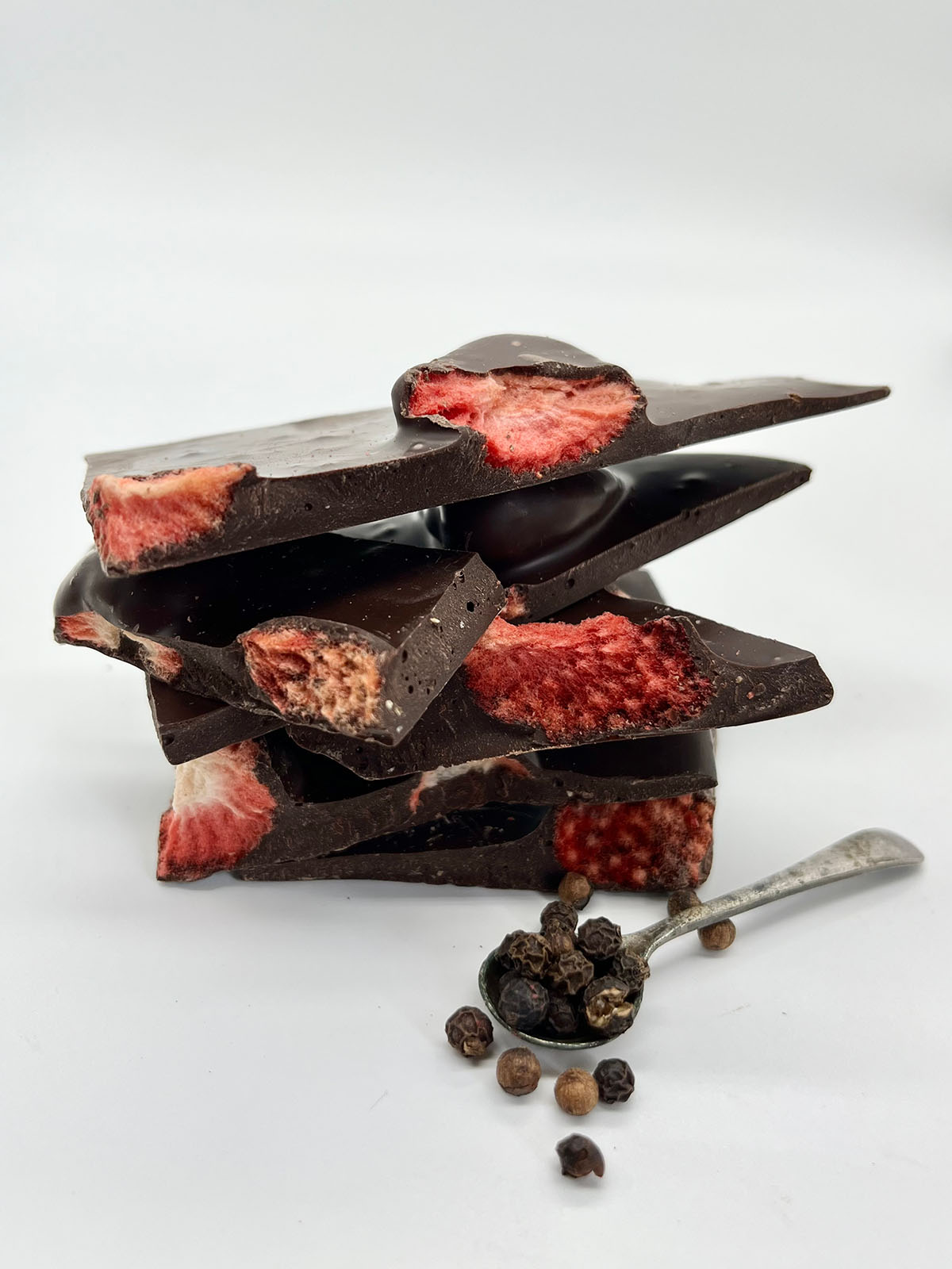 Handmade Berry Peppery 70% Dark Chocolate Shards
