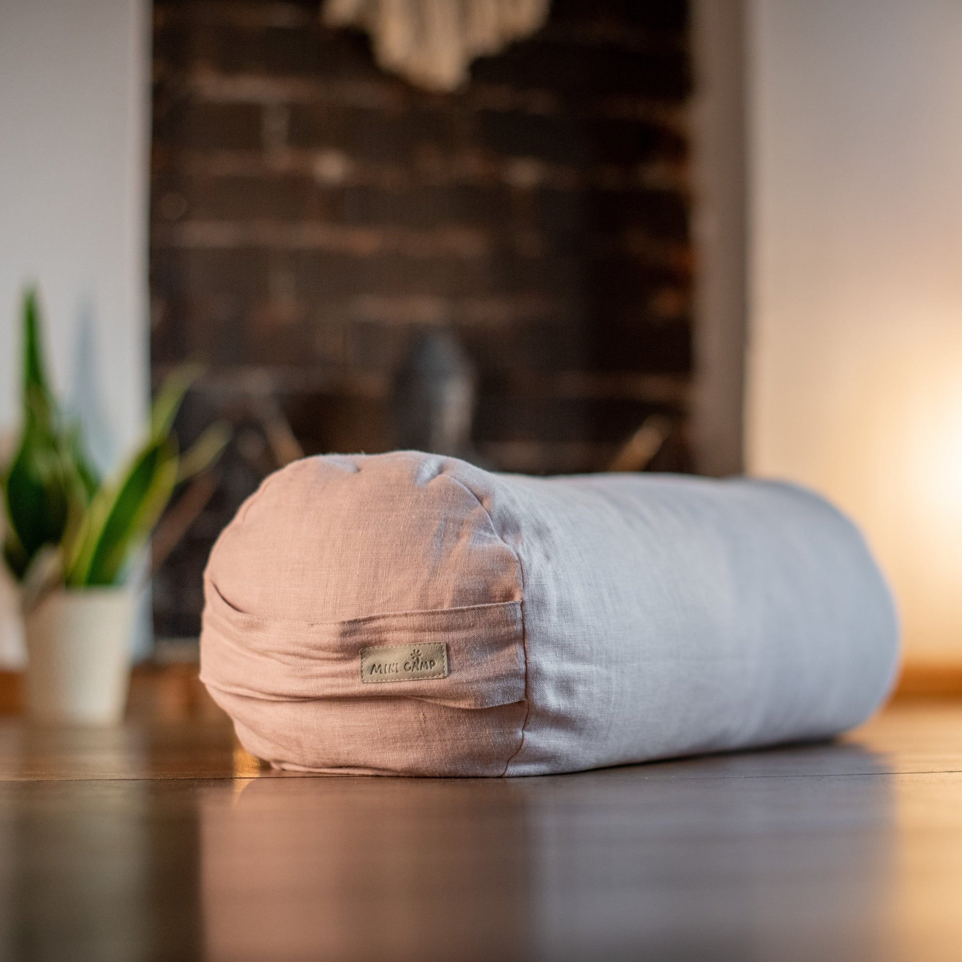 Yoga Bolster Meditation Cushion in Dusty Pink Linen