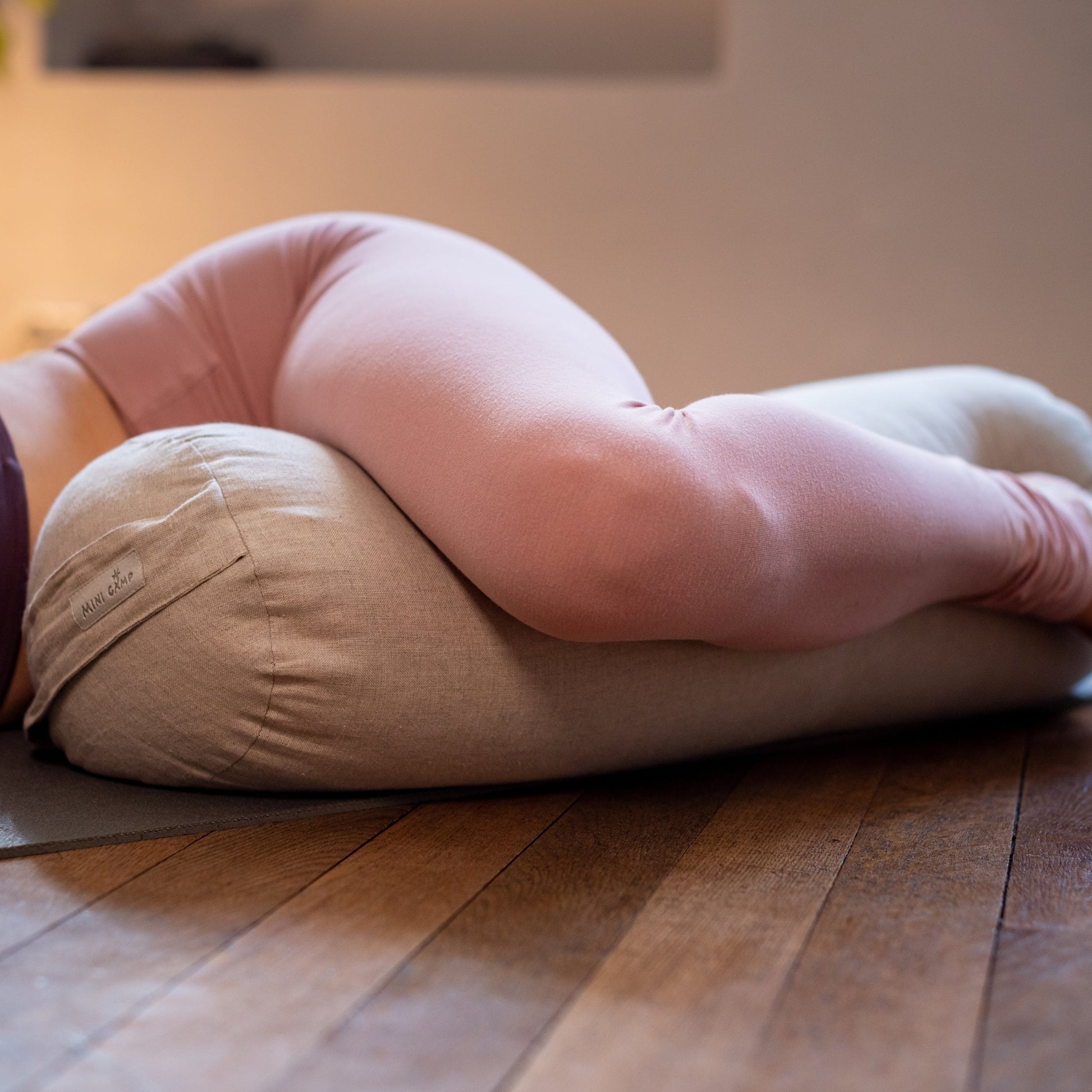 Yoga Bolster Meditation Cushion in 100 Percent Linen Natural