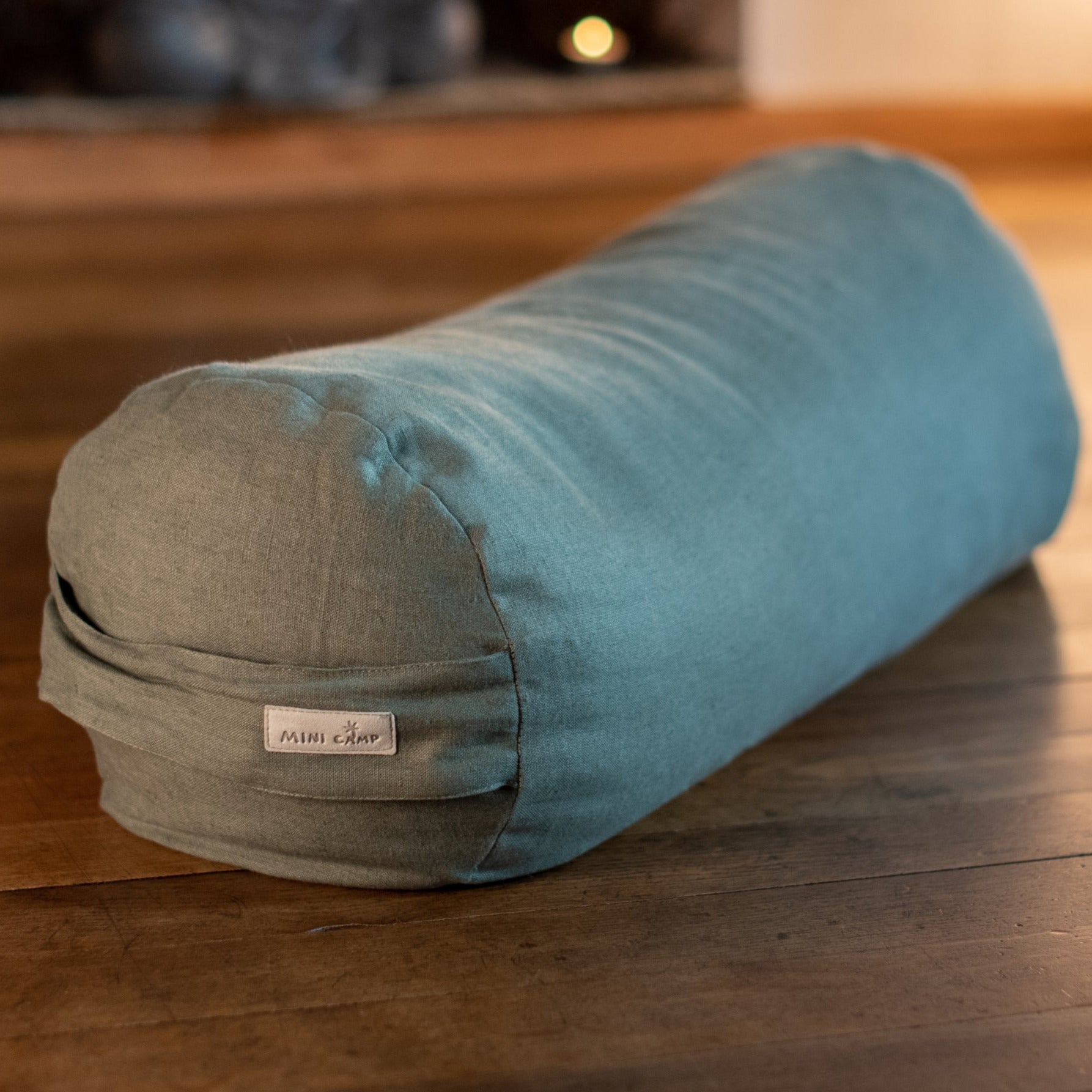 Yoga Bolster Meditation Cushion in Forest Green Linen