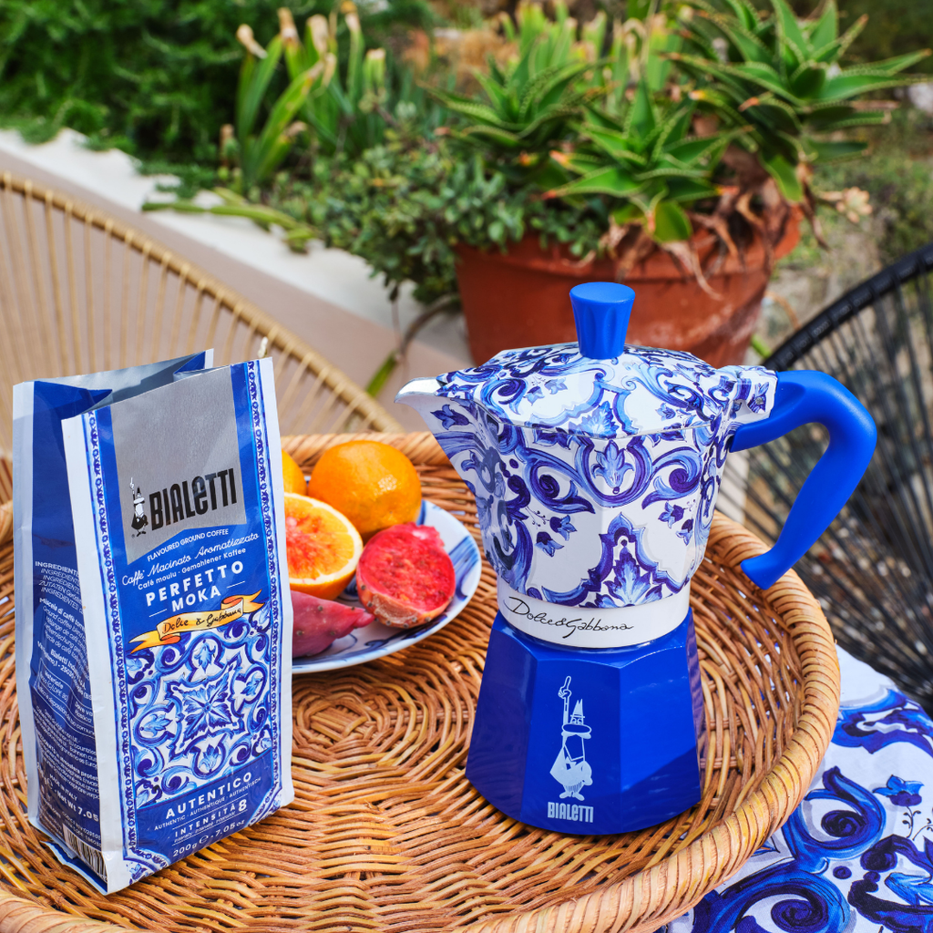 Blue Mediterranean 6 Cup Moka and Espresso Set
