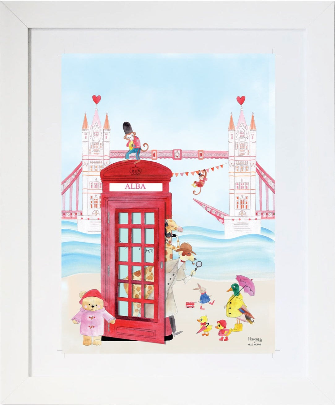 The telephone cabin of The London Bridge for girls personalised
