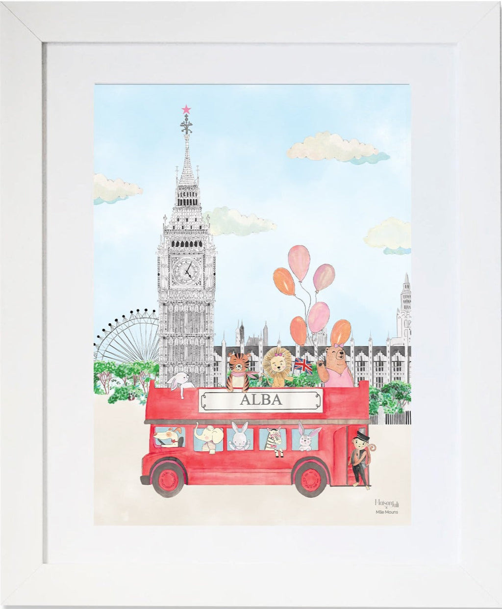 The animals and Big Ben for girls personalised