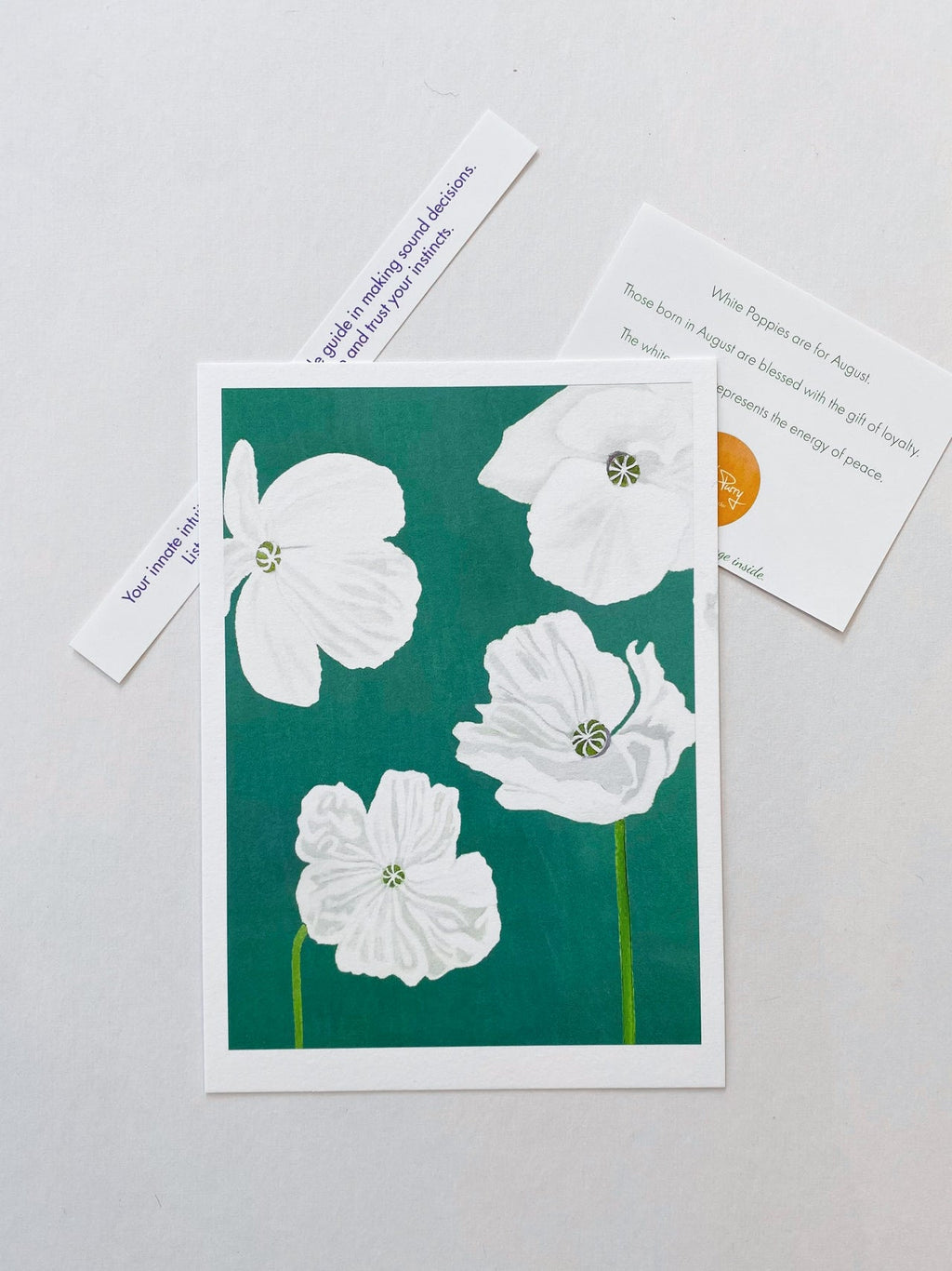 White Poppies Mini Art Print 5 by 7 Inch